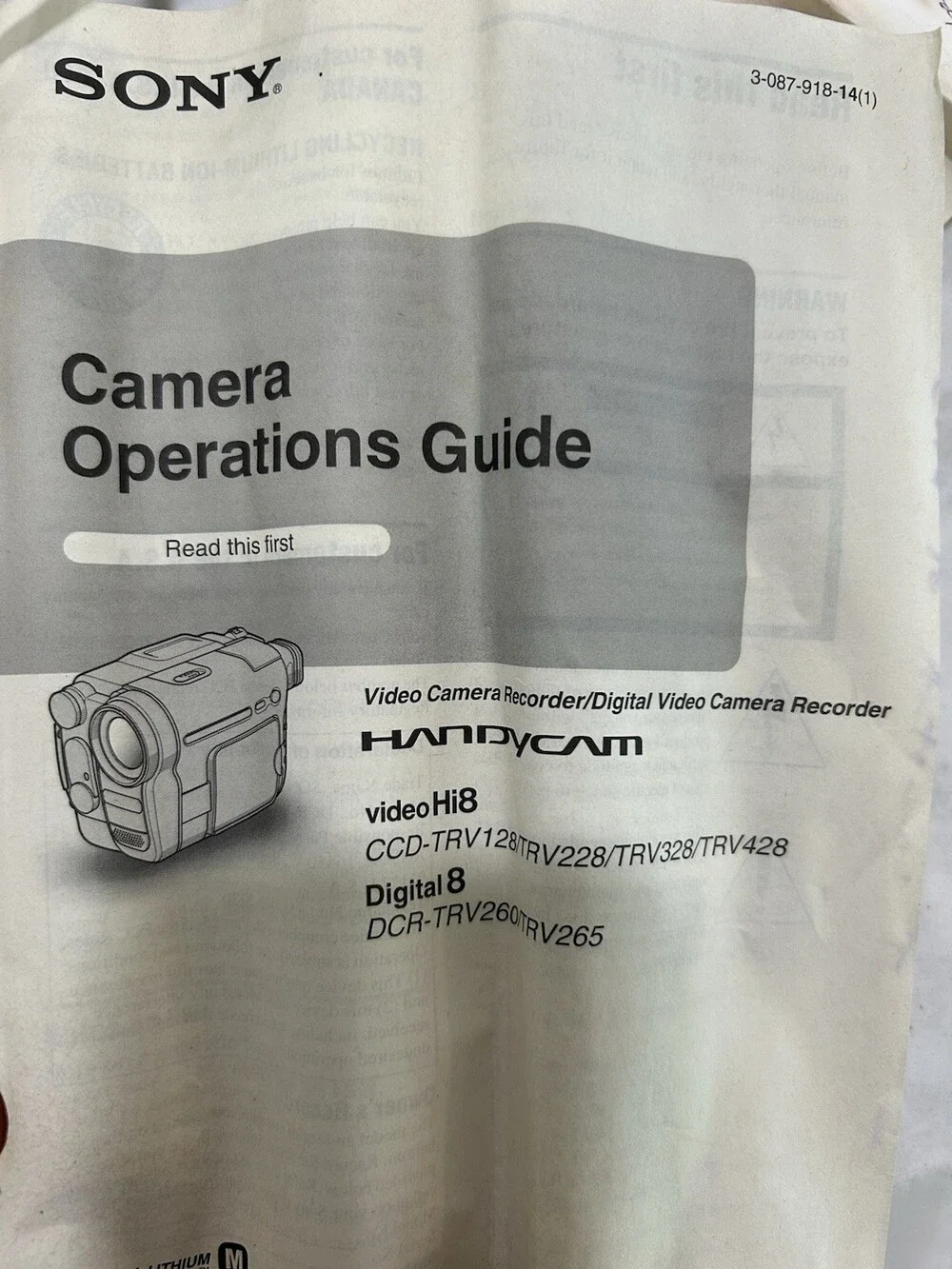 Sony Handycam CCD-TRV128 Hi8 Camcorder Video Camera With Charger, Cords And Box